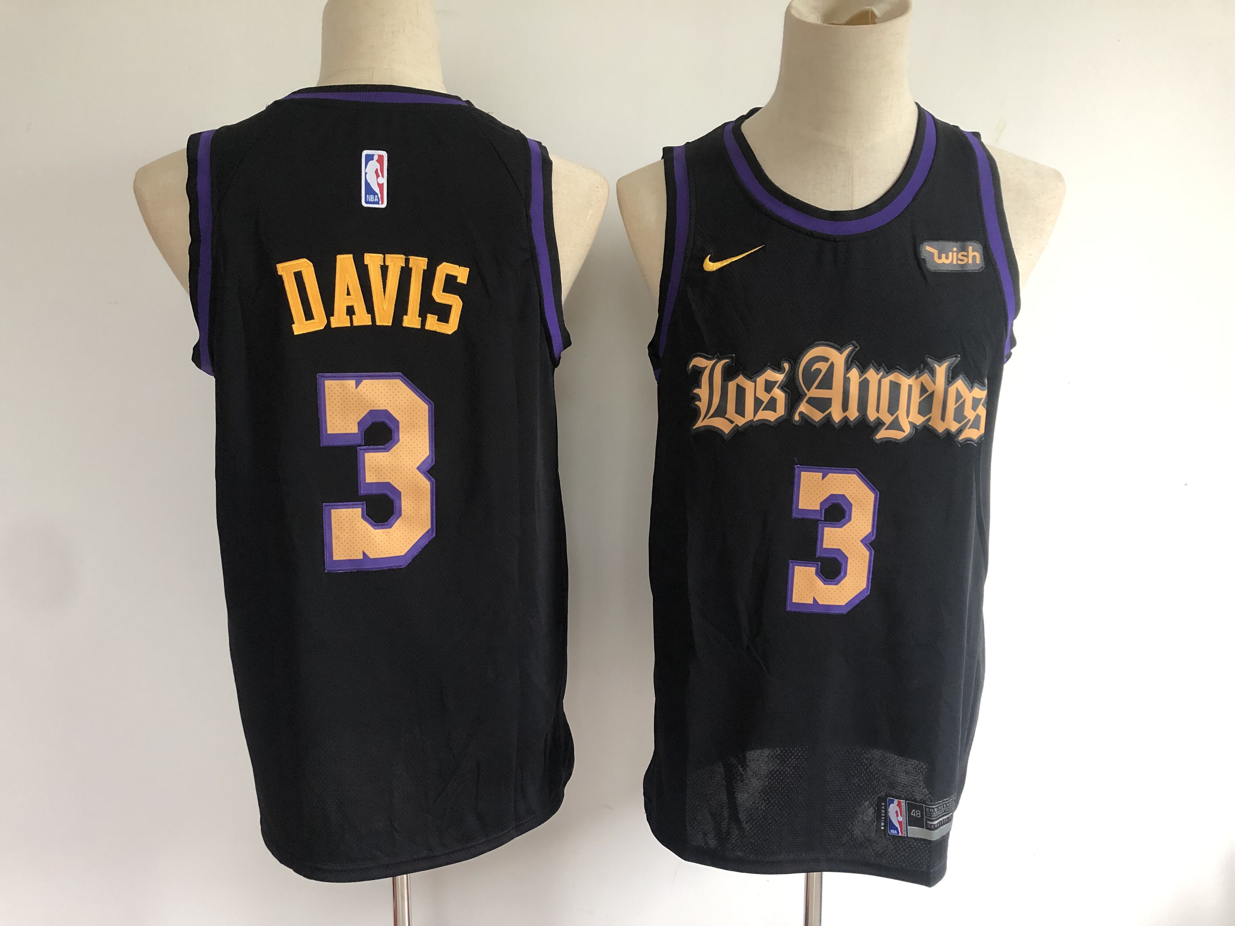Men Los Angeles Lakers #3 Davis black Nike NBA Jerseys->los angeles lakers->NBA Jersey